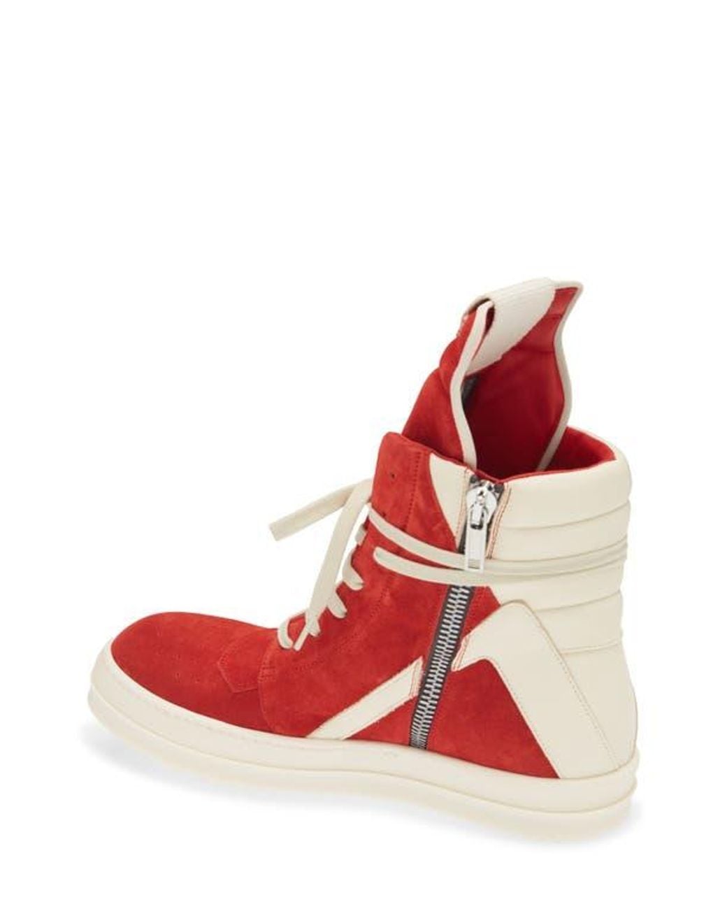 Rick Owens Red Geobasket High Top Sneaker for men