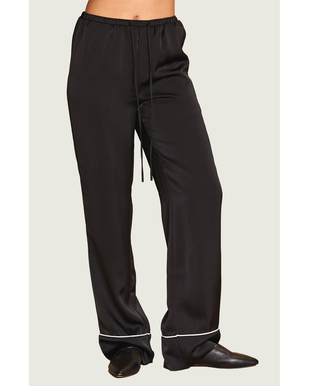 Crescent Black Pajama-Style Pants