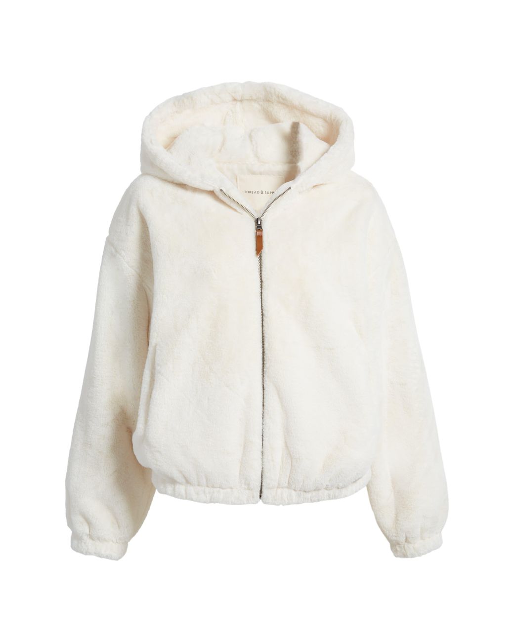 White fluffy clearance zip up