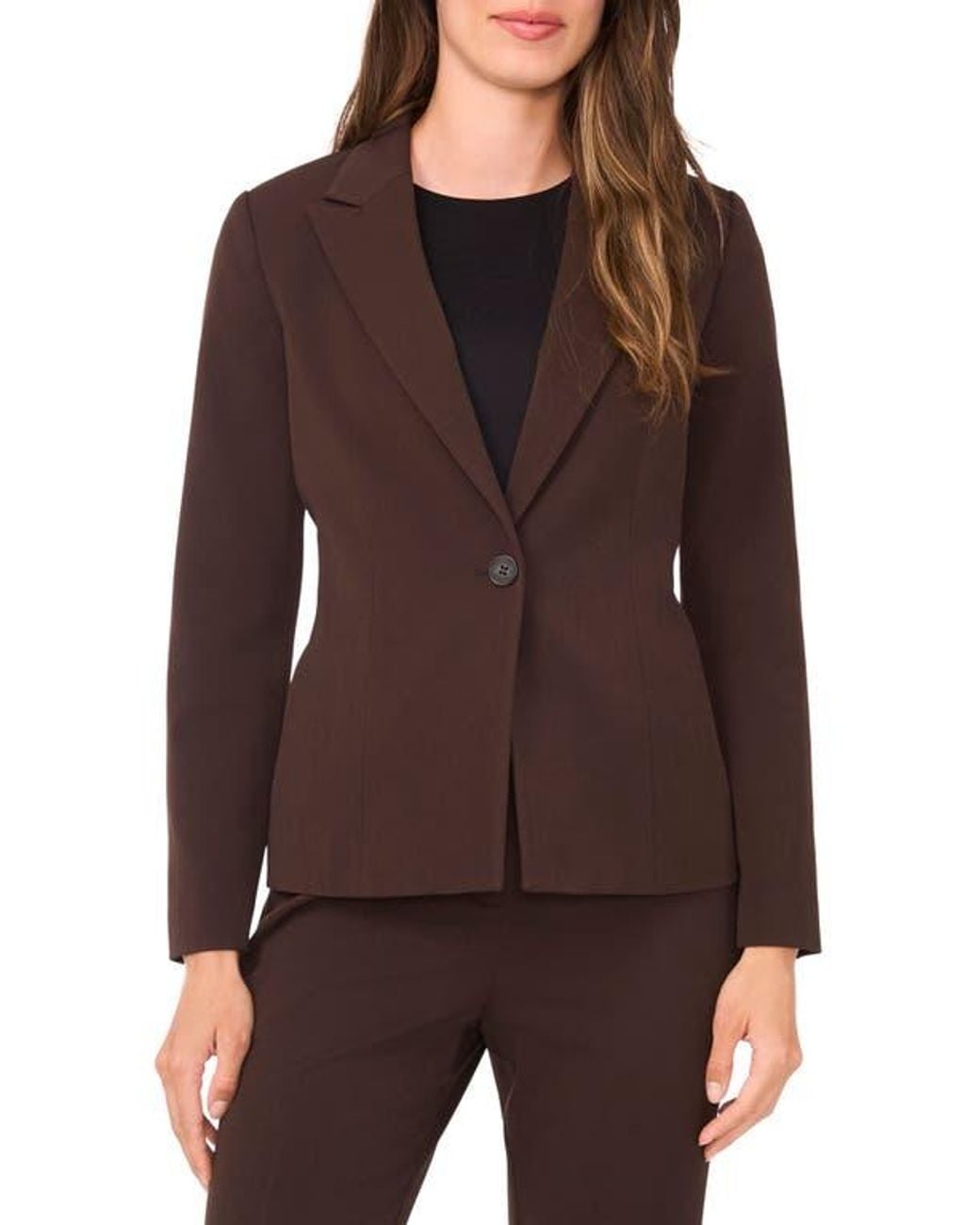 Halogen® Brown Clean One-Button Blazer