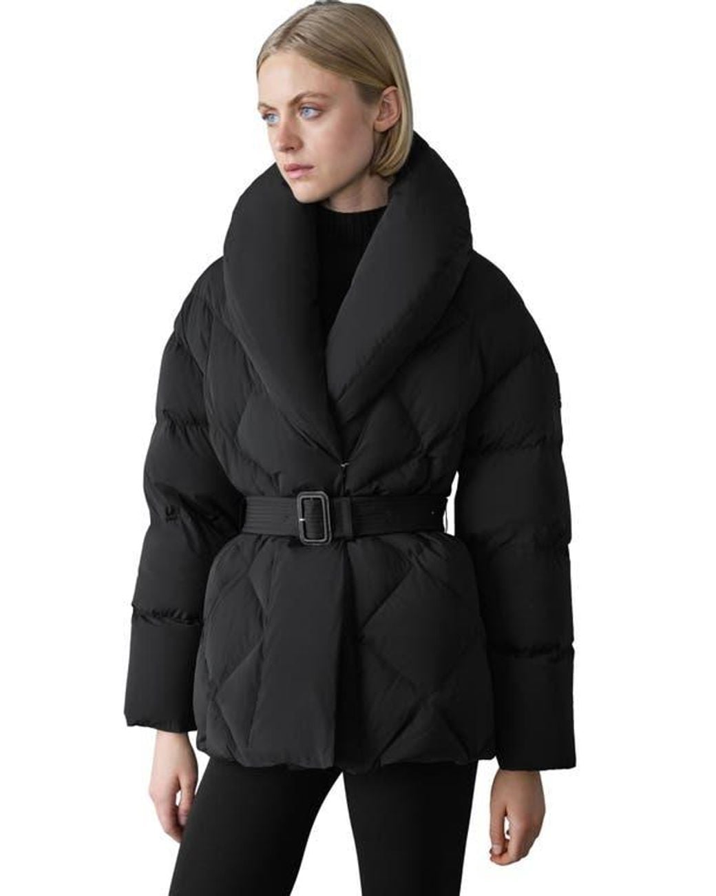 Mackage Blue Belted Quilted Down Jacket