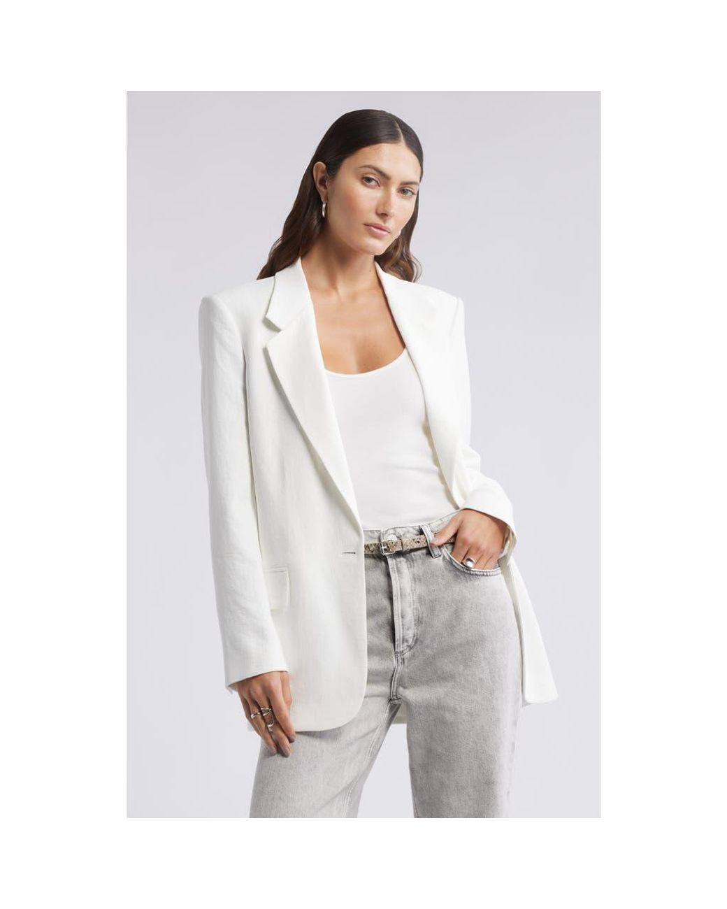 Open Edit White Curator Crepe Relaxed Blazer