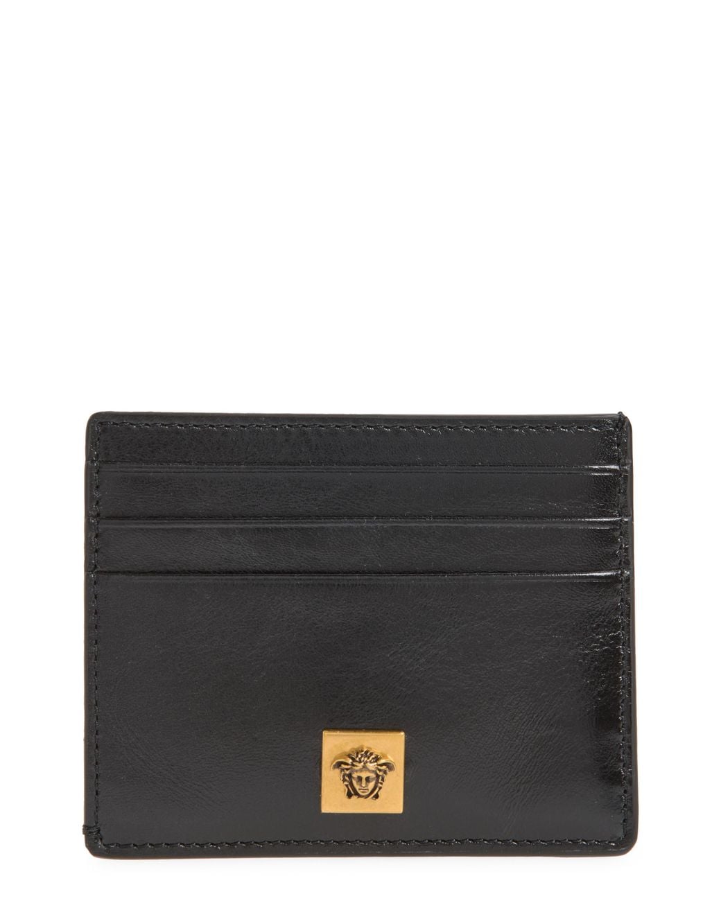 Versace Black Flat Leather Card Case