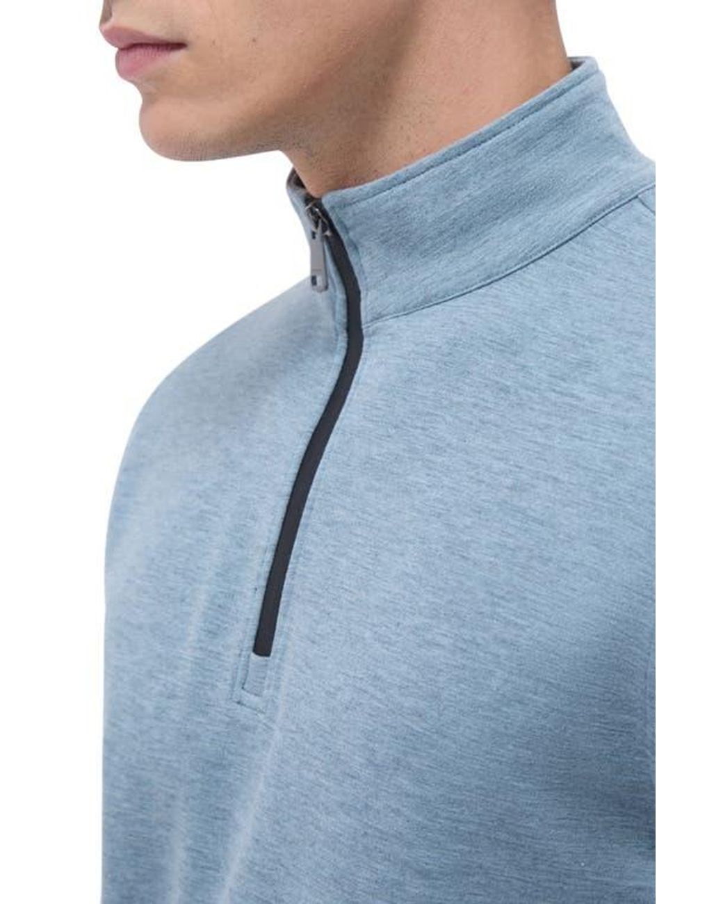 Bugatchi Blue Quarter Zip Performance Pullover for men