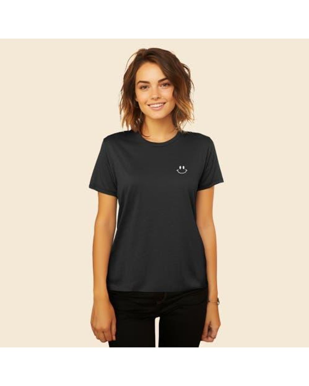 Alix Black Smile Face Tee