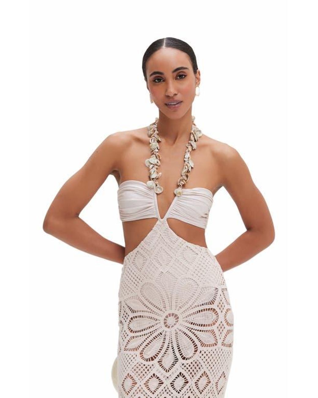 PATBO Flower Crochet Embroidered Midi Dress in Pink | Lyst