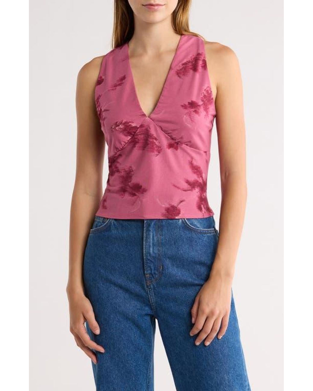 Reformation Bowie V-Neck Tank in Pink | Lyst
