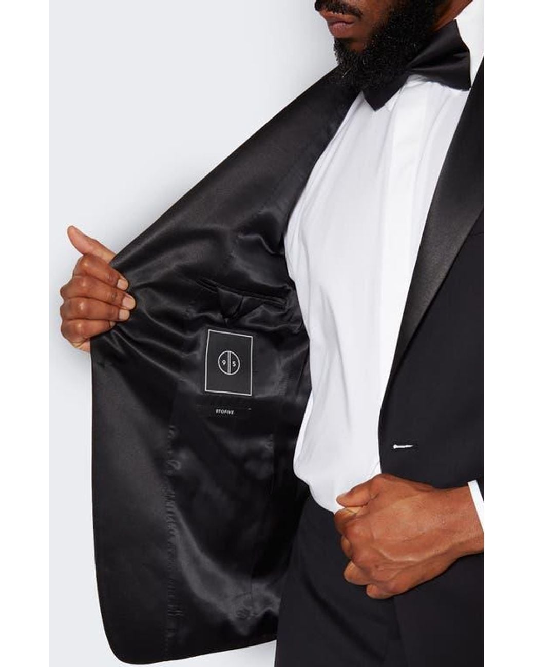 9tofive Blue Peak Lapel Solid Wool Tuxedo Jacket for men