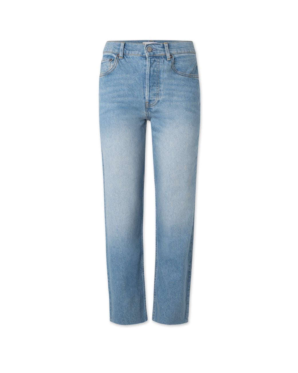 Boyish Blue The Tommy Stretch Straight Leg Cropped Raw Hem
