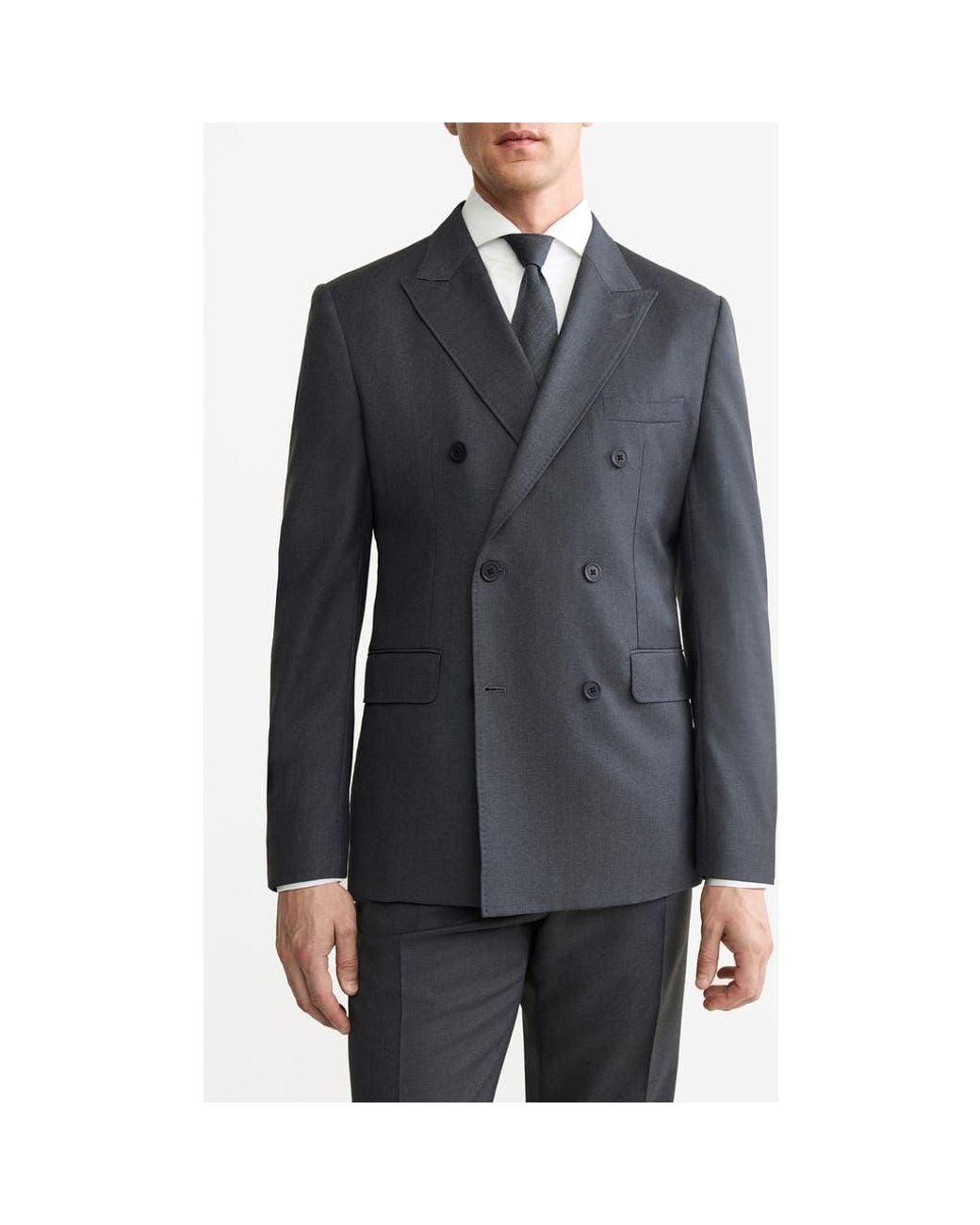 Mango Black Double Breasted Wool Jacket for men