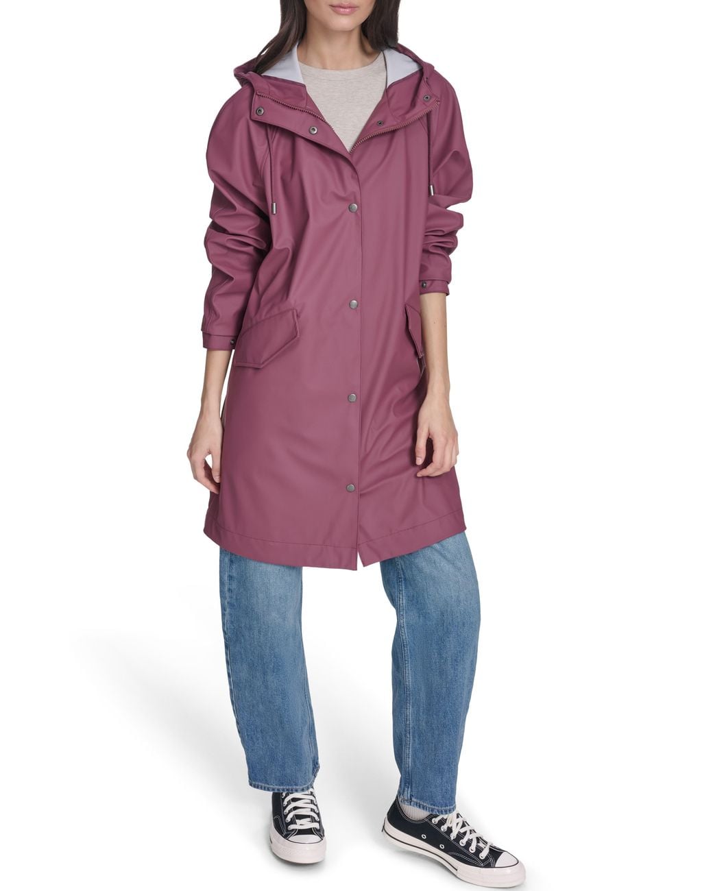 Levi's Red Water Resistant Hooded Long Rain Jacket