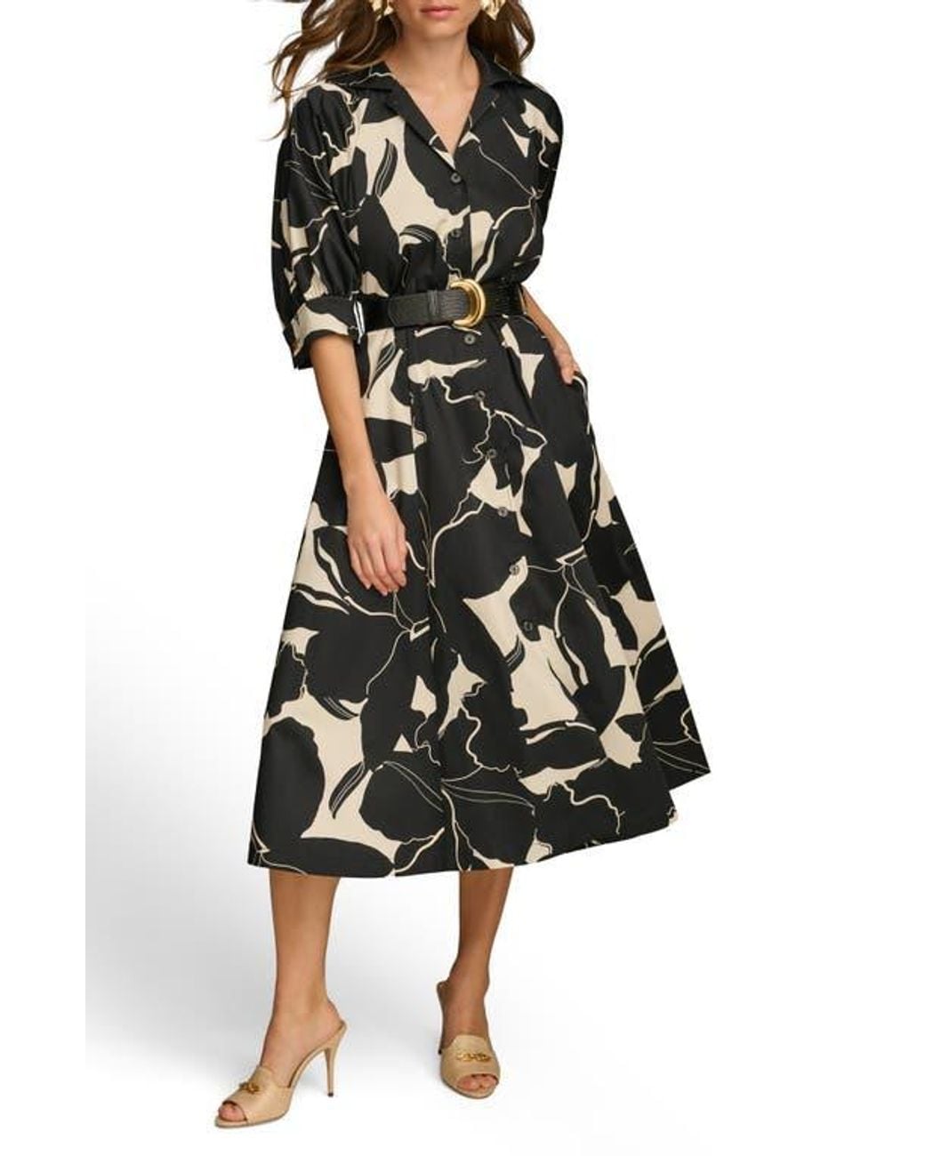 knee length dresses for ladies Eloise Midi Shirt Dress in Laurel Poppy