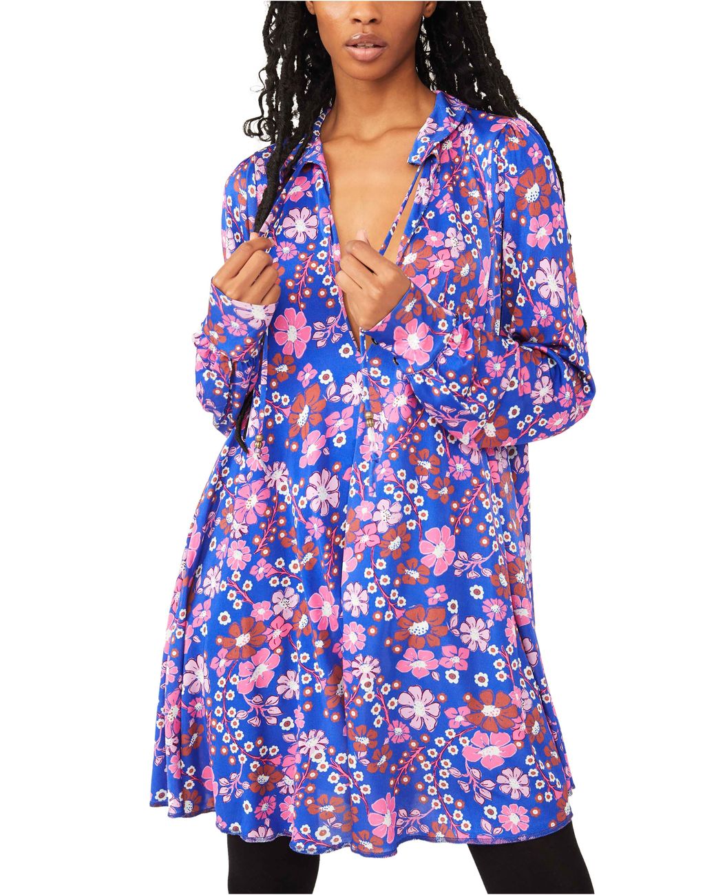 Free People Daisy Jane Long Sleeve Minidress in Blue | Lyst