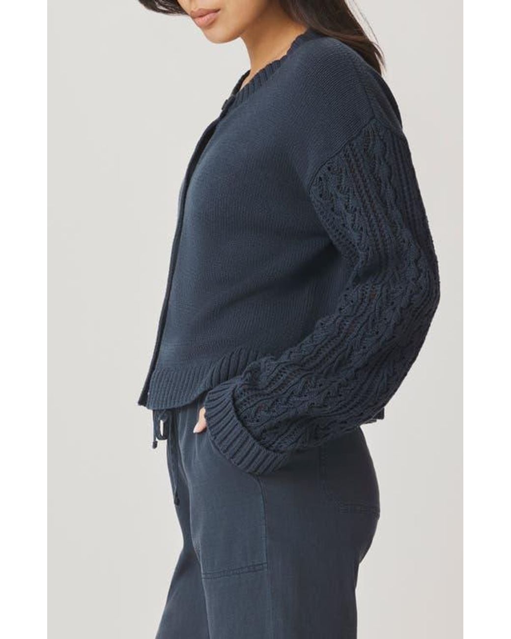Splendid Blue Gracie Cable Stitch Sleeve Cardigan