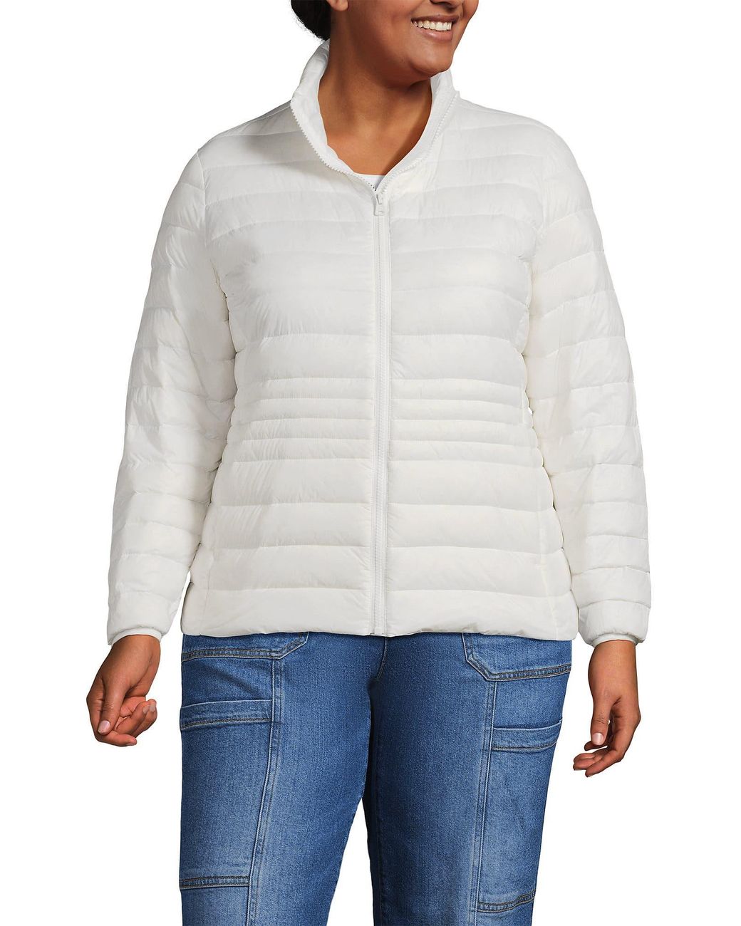 Lands' End White Wanderweight Ultralight Packable Down Jacket