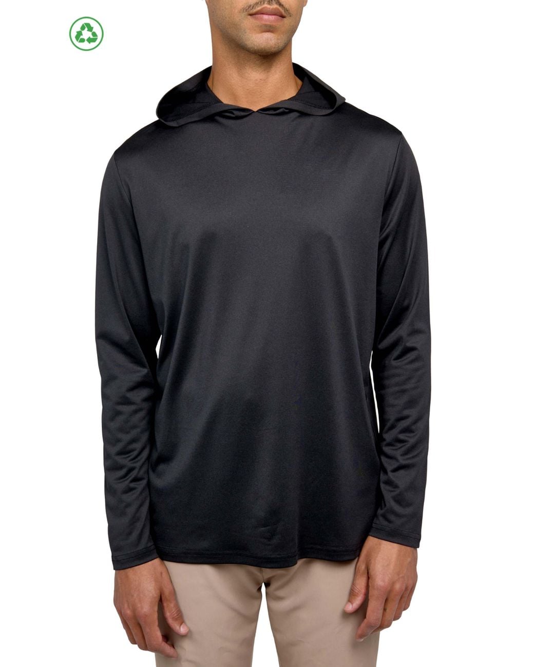 Con.struct Black Regular Fit Melange Recycled Performance Hoodie for men