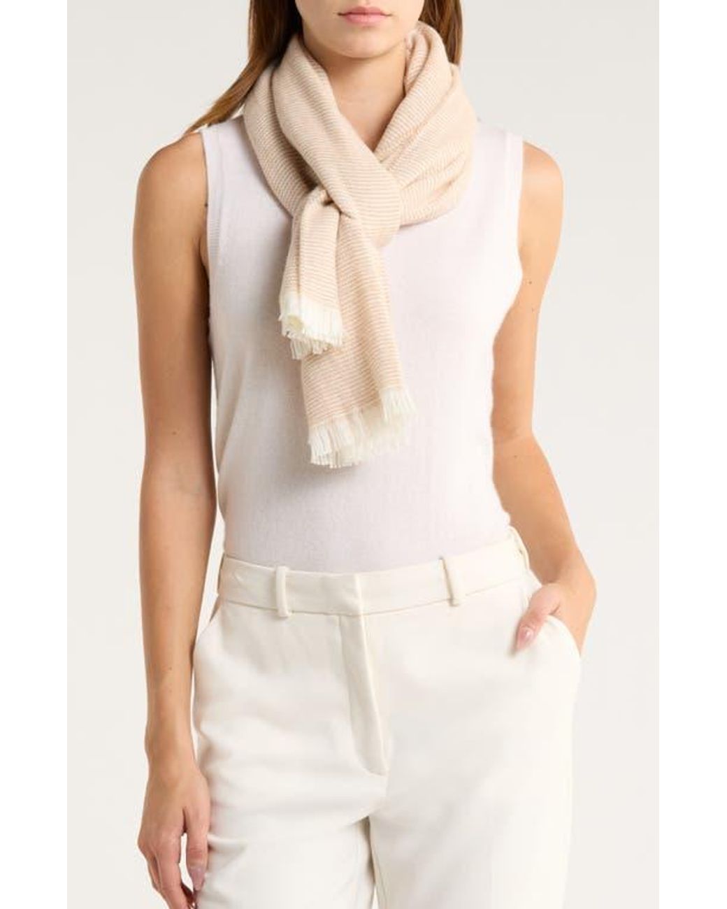 Nordstrom Natural Lightweight Wool & Cashmere Wrap
