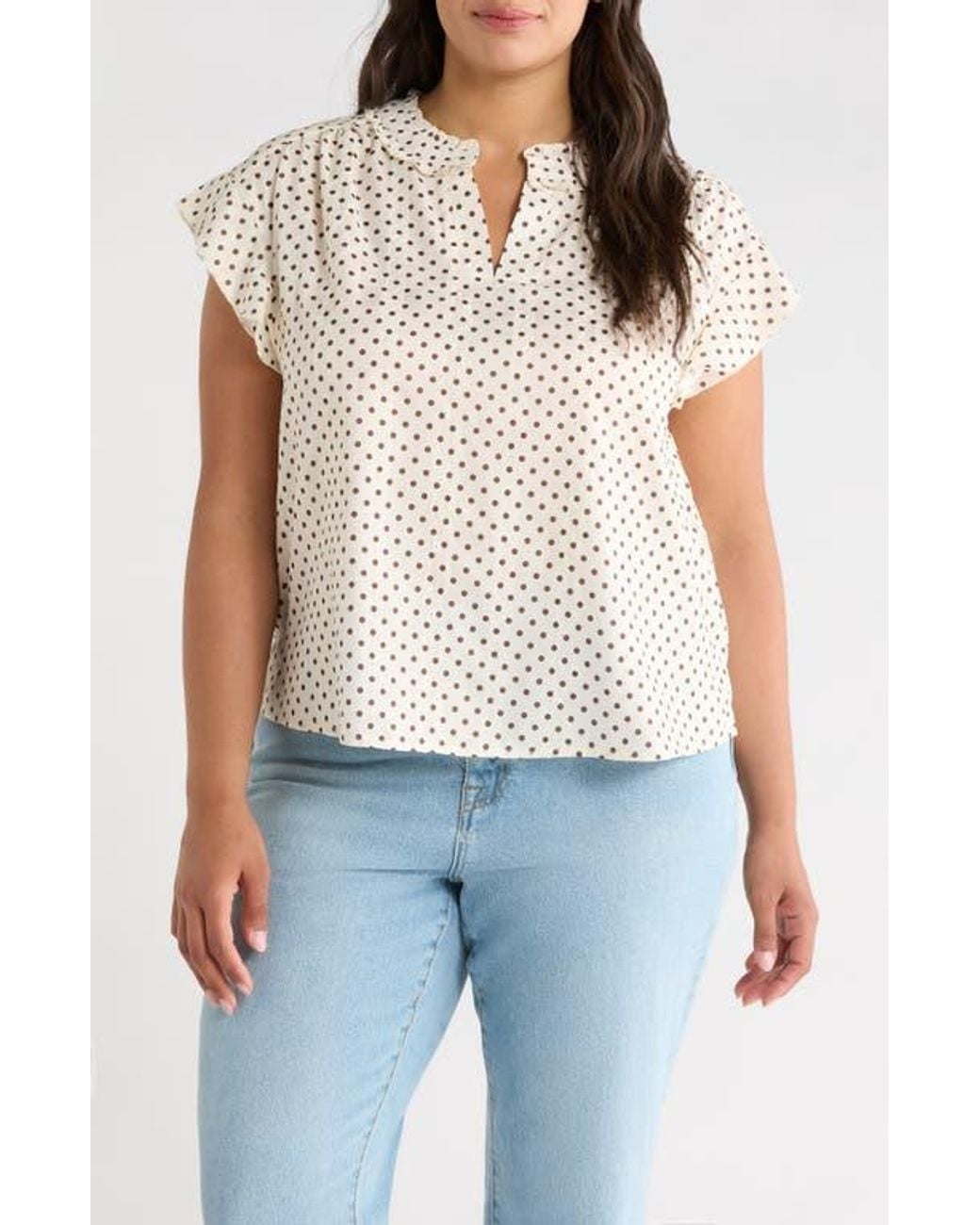Wit & Wisdom Blue Flutter Sleeve Top