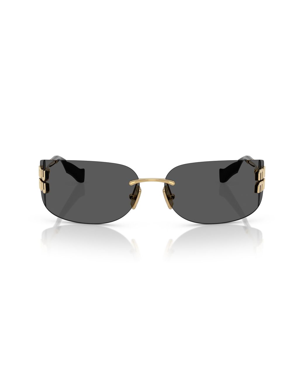 Miu Miu Gray 75Mm Oversize Rectangular Wrap Sunglasses