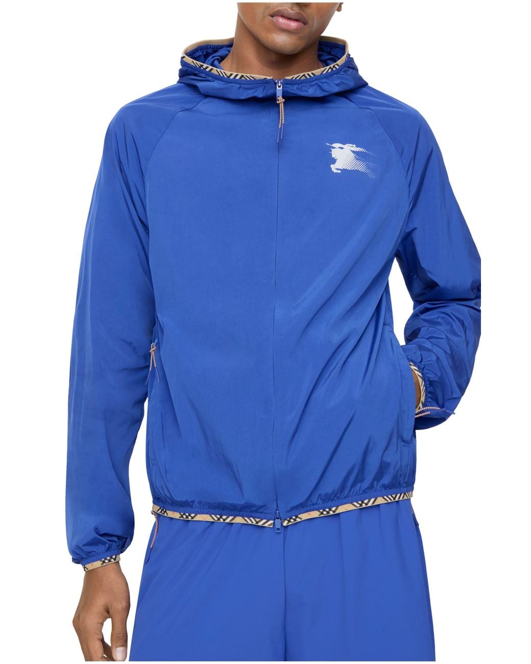 Burberry Blue Nylon Hooded Jacket for men