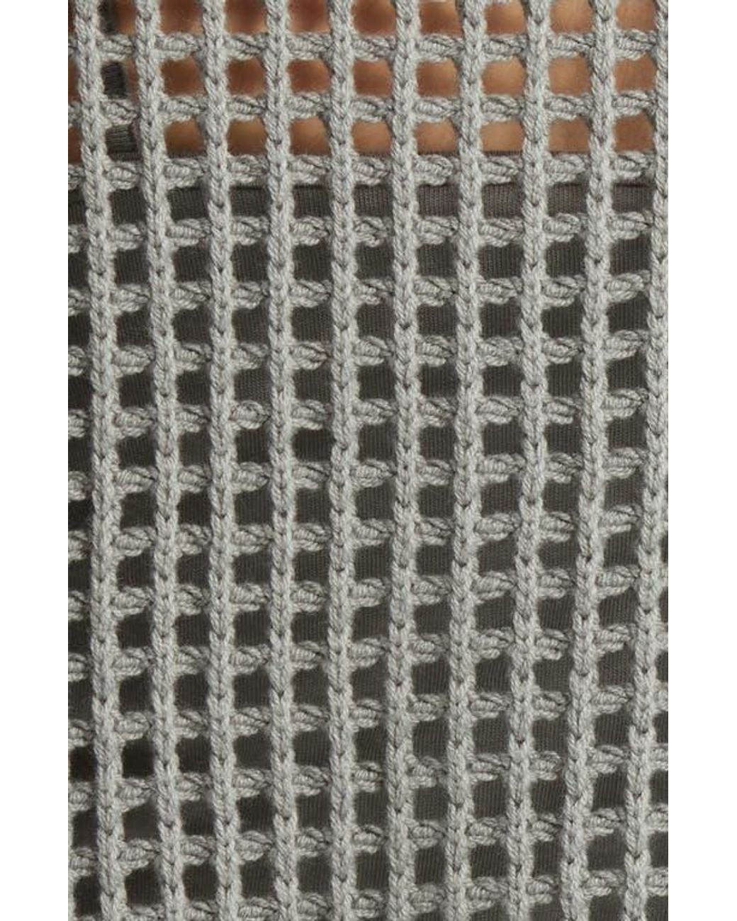 Splendid Gray Camellia Openwork V-Neck Cotton Blend Cardigan