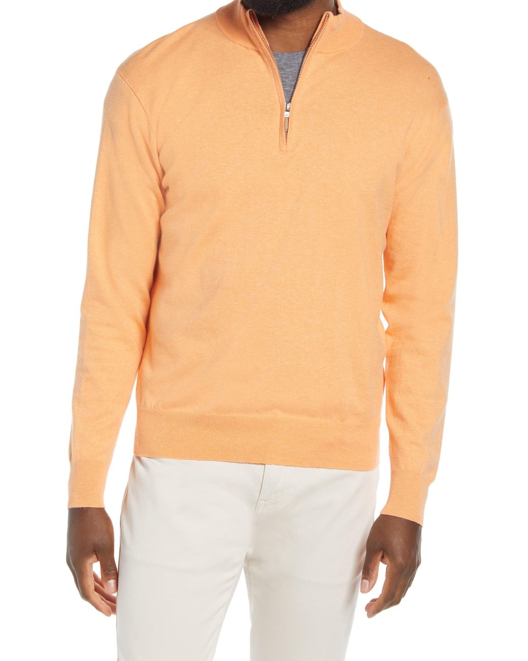 Peter Millar Cotton Crown Quarter Zip Pullover in Orange for Men - Lyst