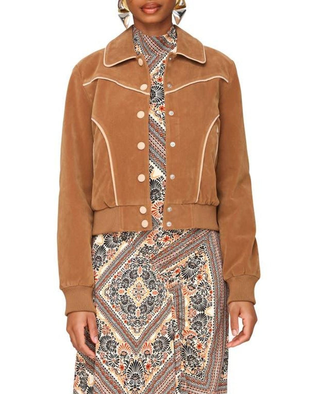Veste Bomber Femme En Fausse Suède - Varsity Jacket Oversized - Pour Look Streetwear Décontracté
