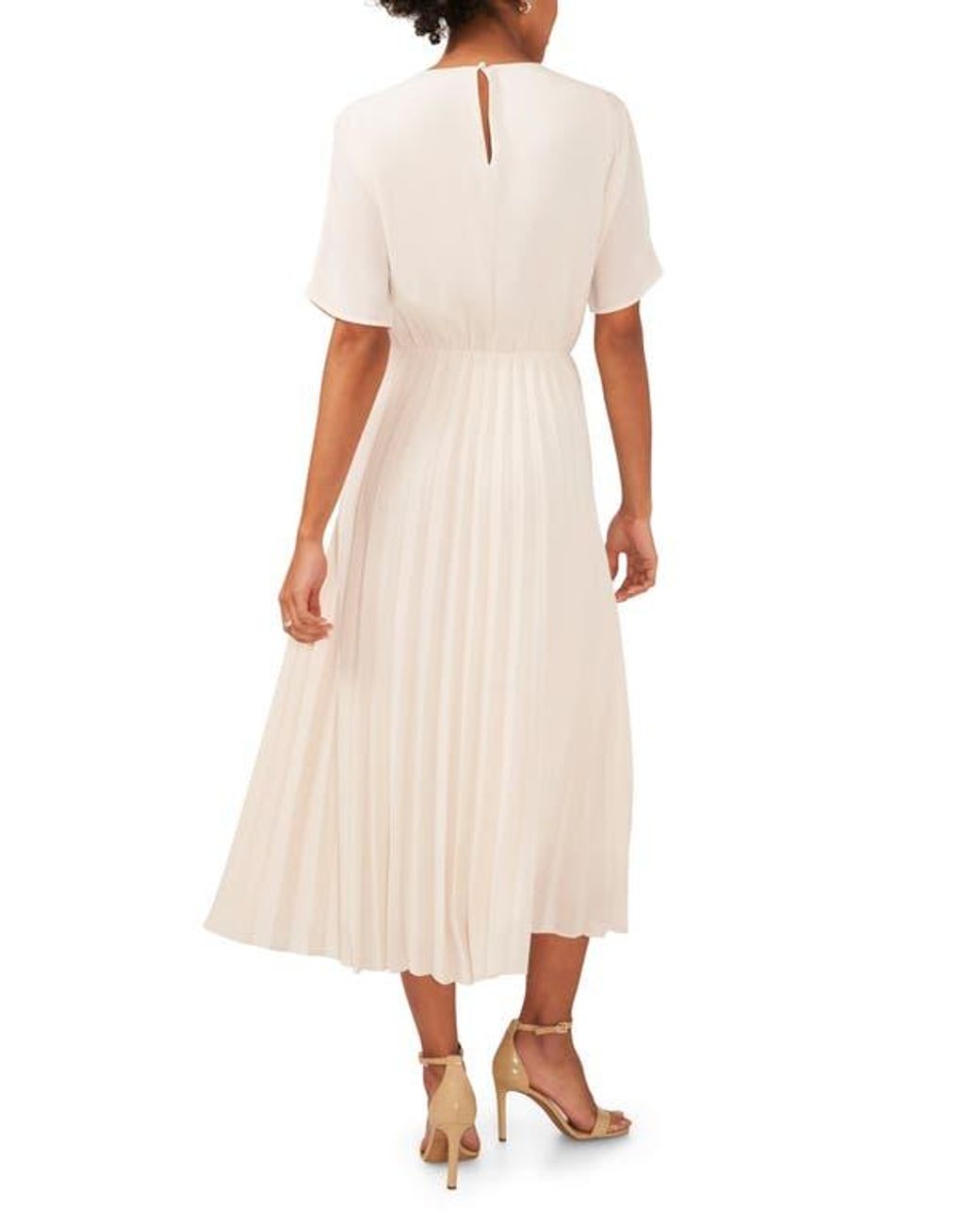 Halogen Pleated Midi Dress in Natural Lyst
