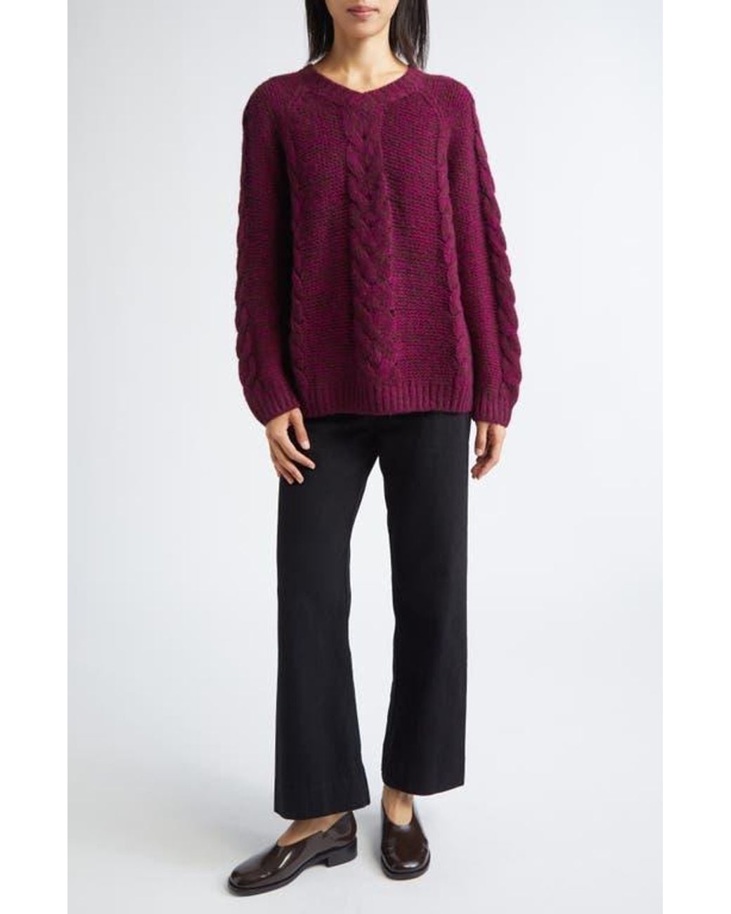 Bode Red Eiderdown Alpaca Blend Cable Sweater