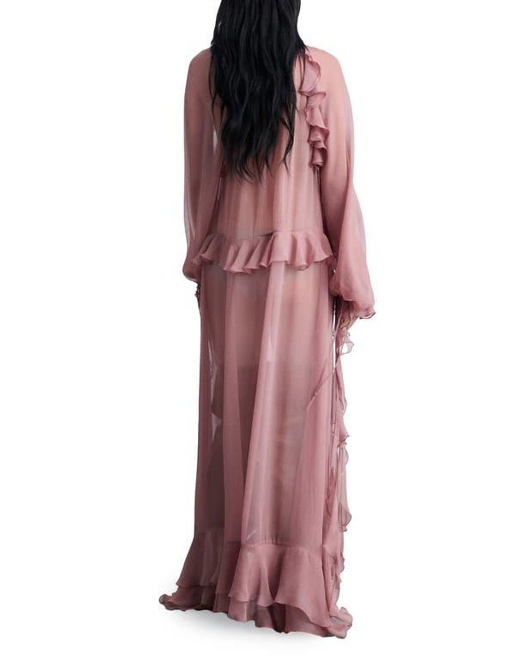 Mango Royal Long Sleeve Ruffle Dress in Red | Lyst