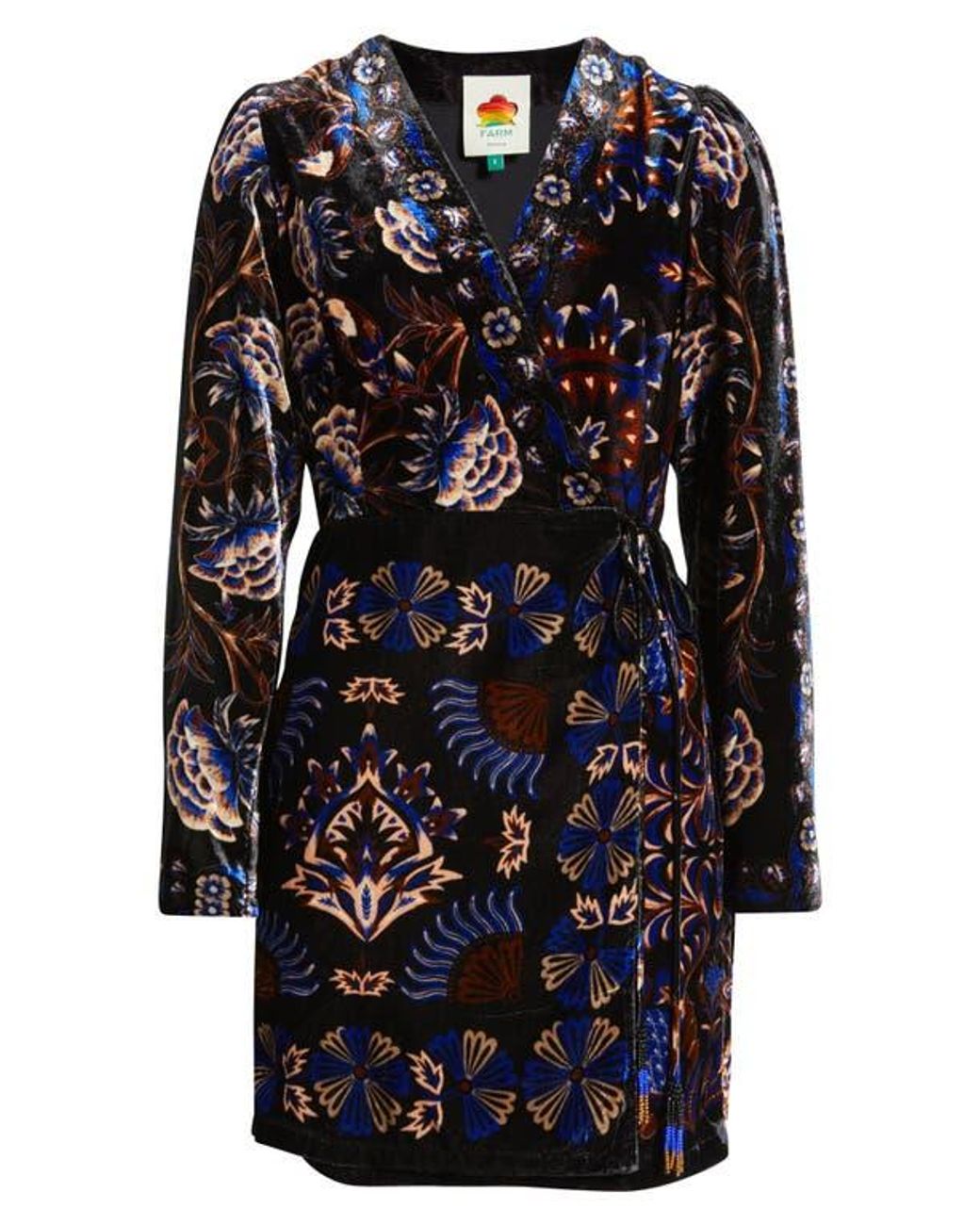 FARM Rio Arabesque Mix Scarves Wrap Minidress in Black | Lyst