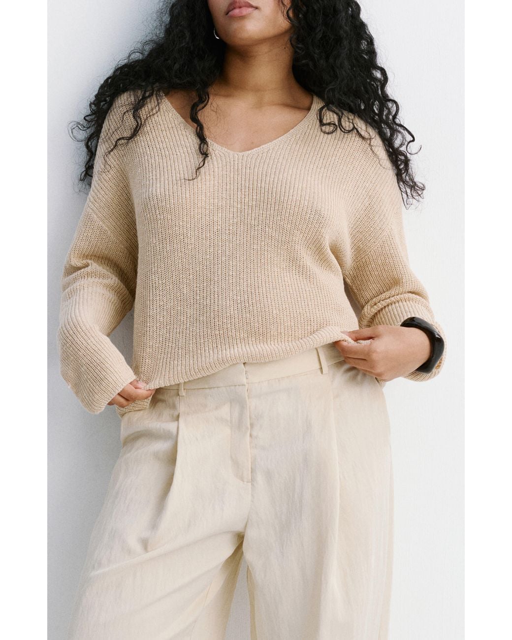 Mango Natural V-Neck Sweater