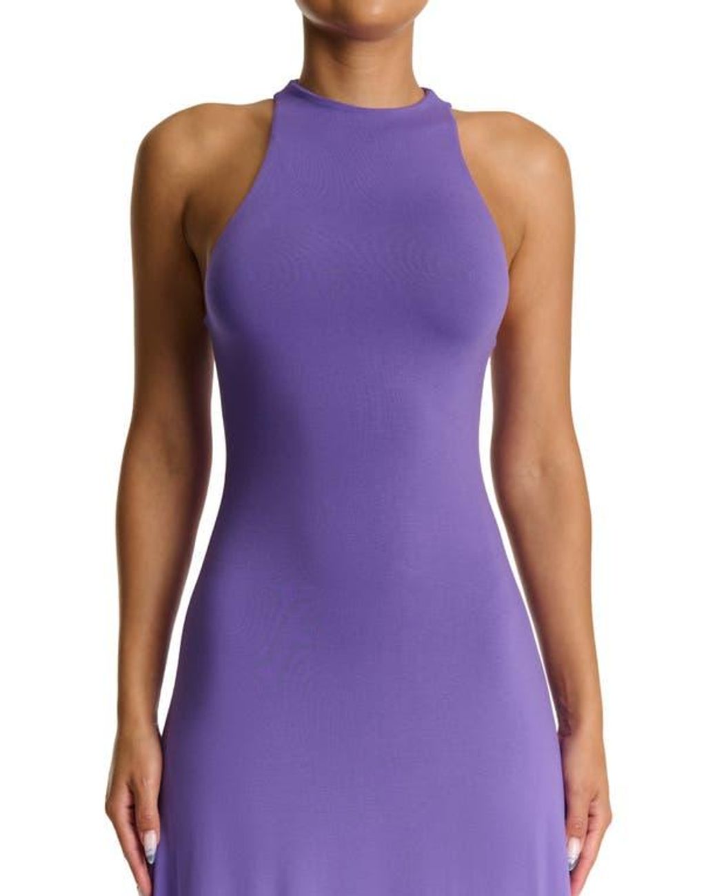 purple sparkly dress Naked Wardrobe Smooth Maxi Dress in Purple