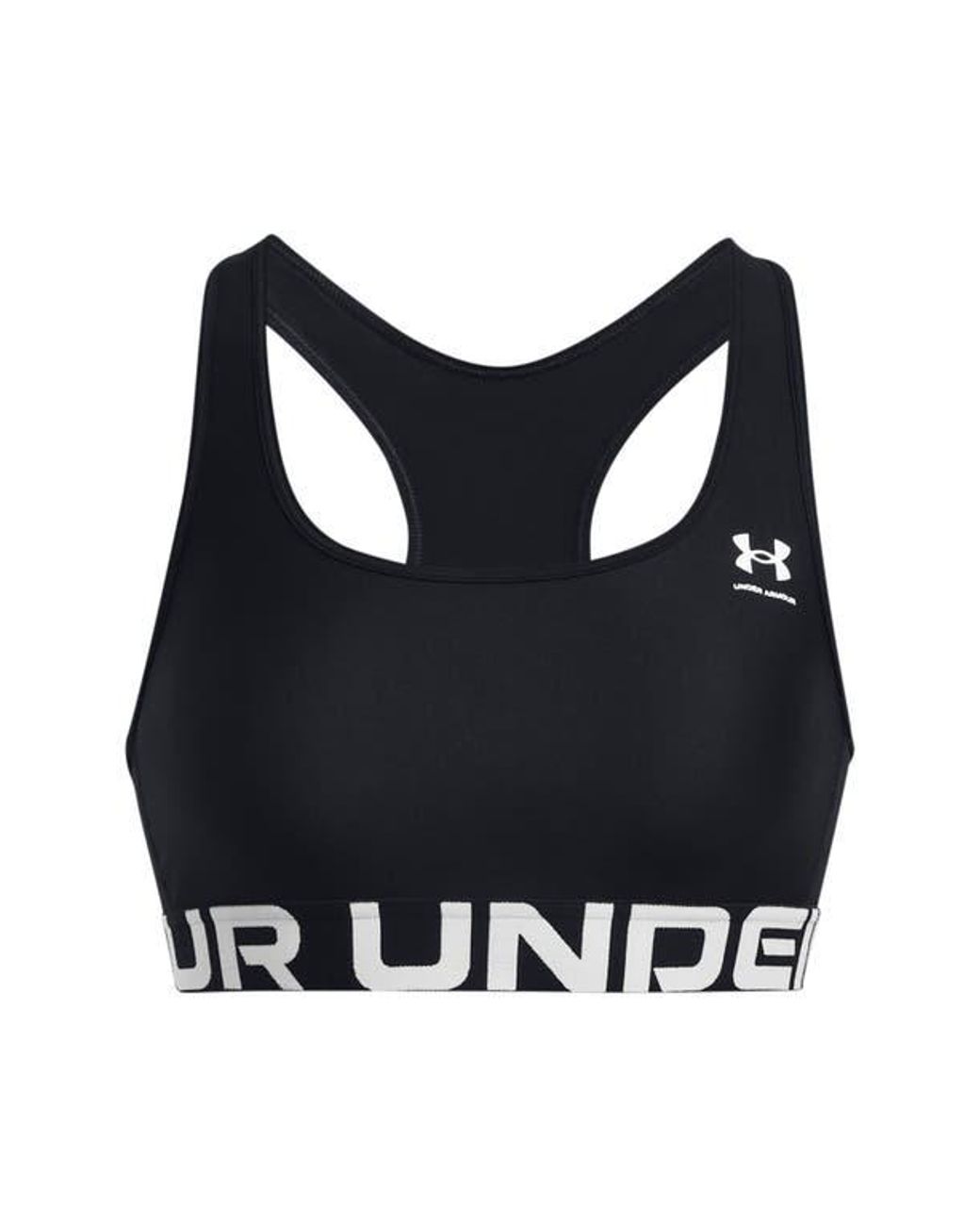 Under Armour Heatgear Mid Racerback Logo Jacquard Sports Bra in Black ...