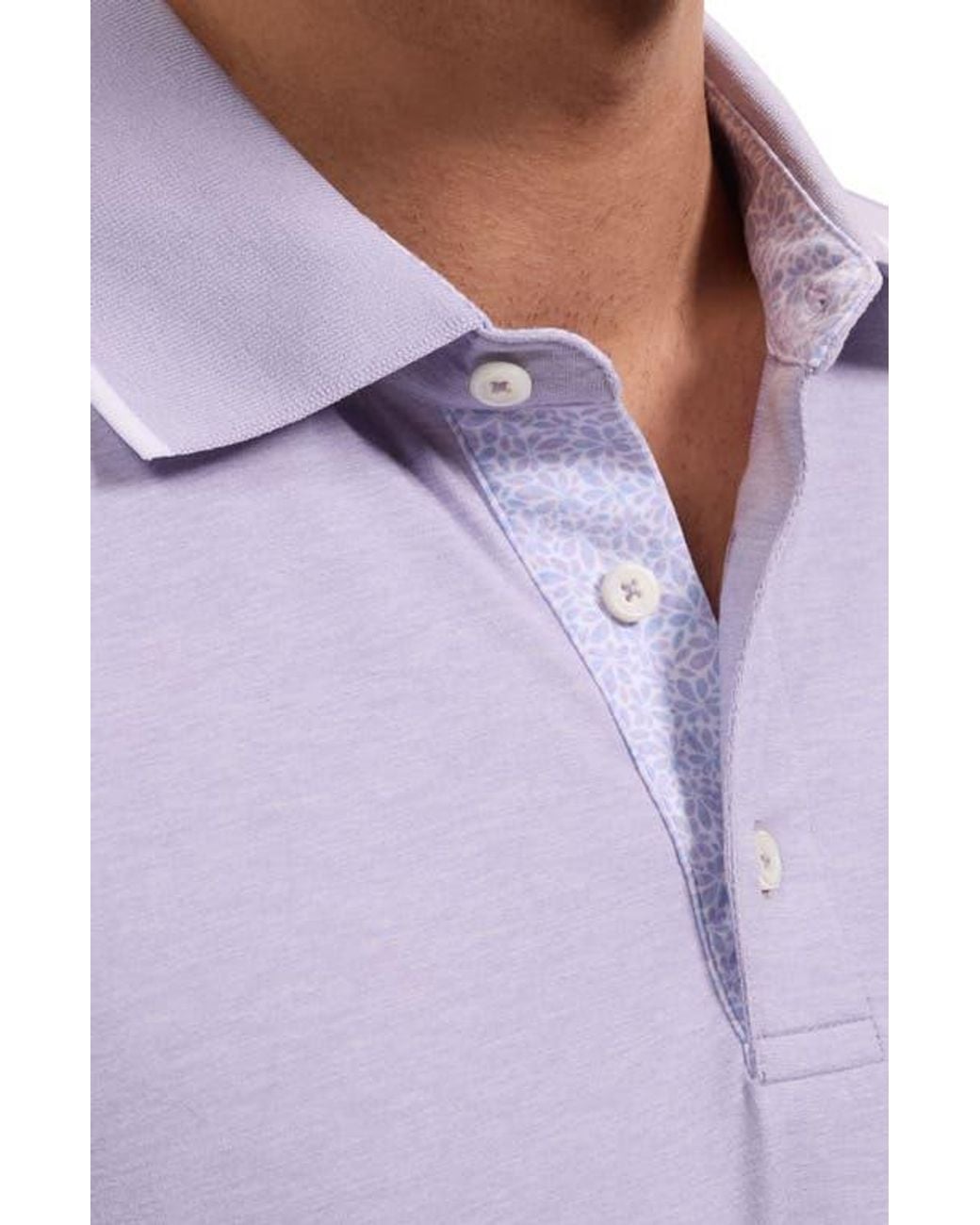 Bugatchi Purple Performance Tipped Polo for men