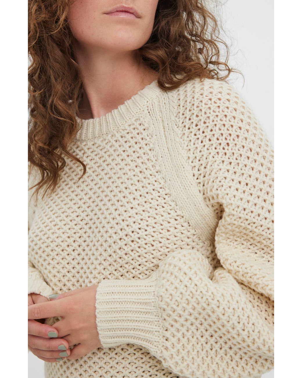 Vero Moda Vertie Open Stitch Raglan Sleeve Sweater in Natural | Lyst