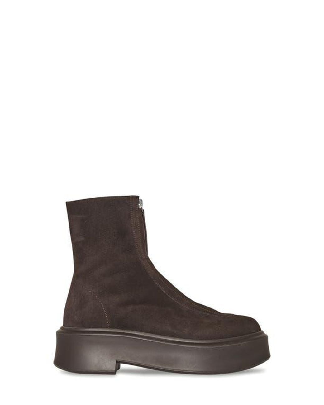 The Row Brown Zip Platform Bootie