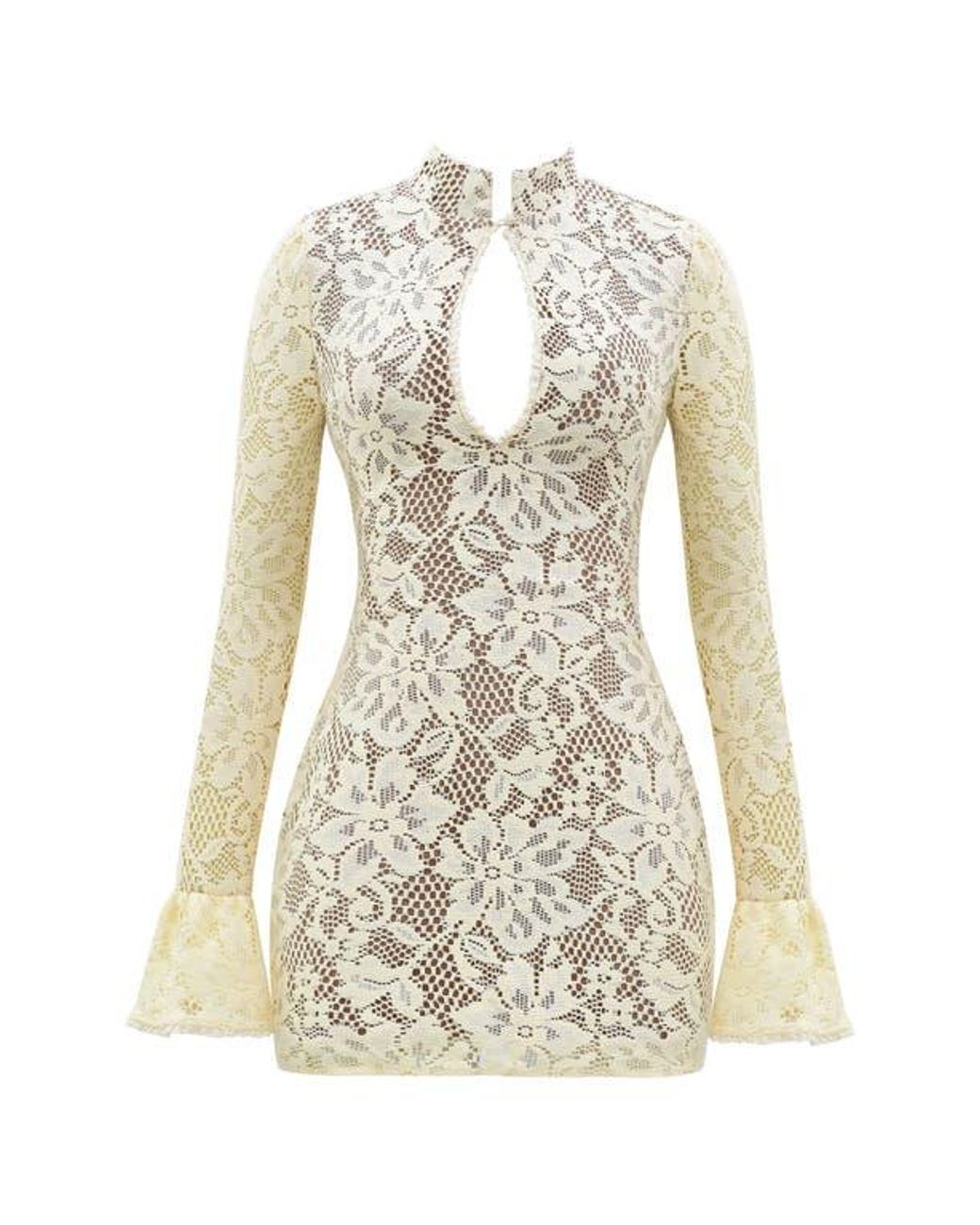 House Of Cb Brianna Long Sleeve Lace Body-Con Minidress in White | Lyst