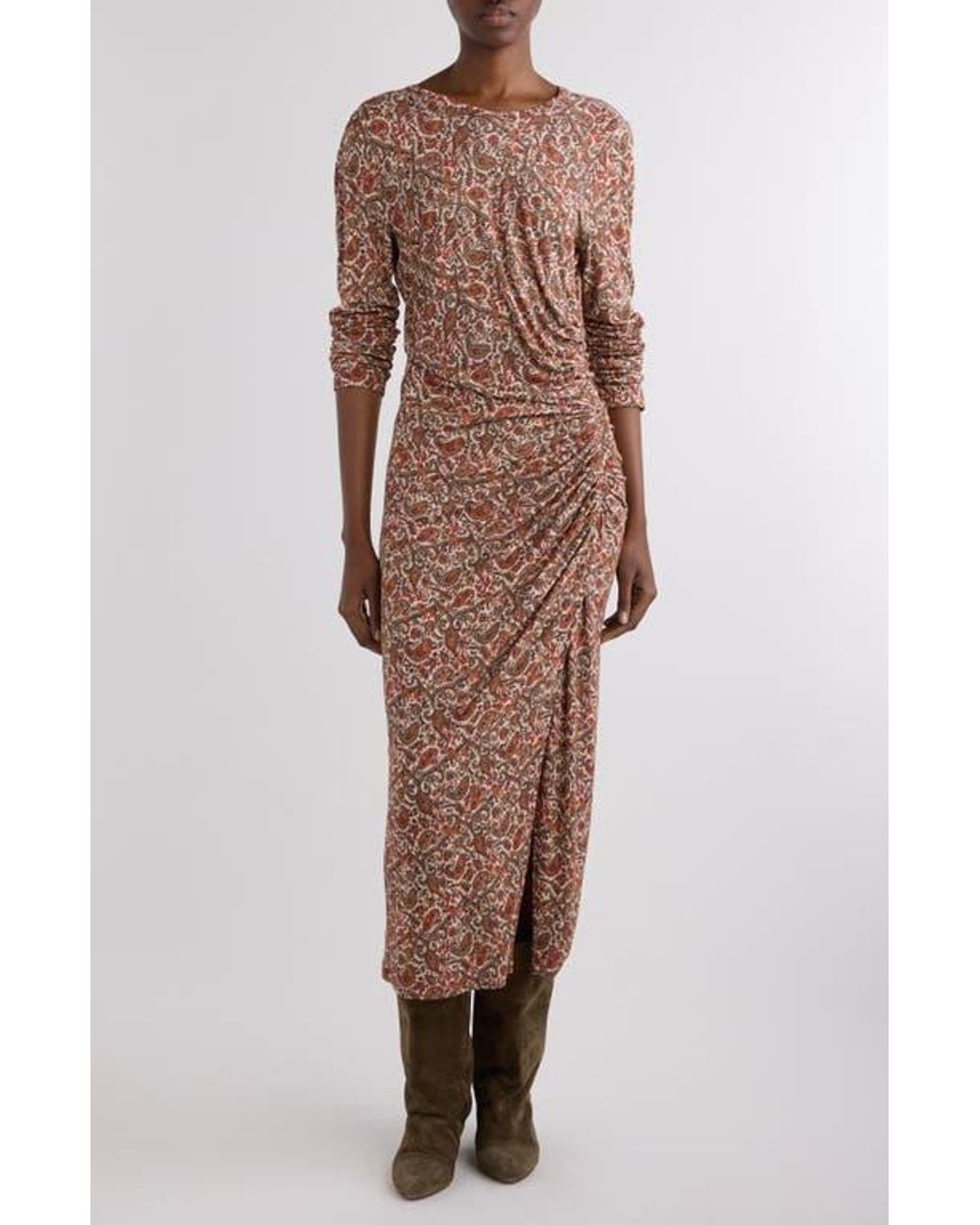 Isabel Marant Jelina Ruched Long Sleeve Maxi Dress | Lyst