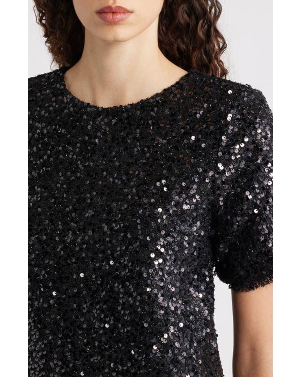 slim fit dress slacks Ritz | Black Sequin Plunge-Neck Mini Dress with Long Sleeves