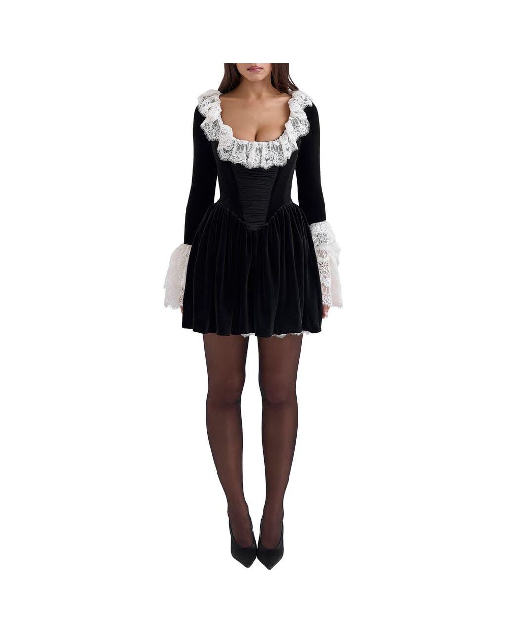 princess polly baby blue dress Cleobella Lacey Mini Dress in Black main image 0