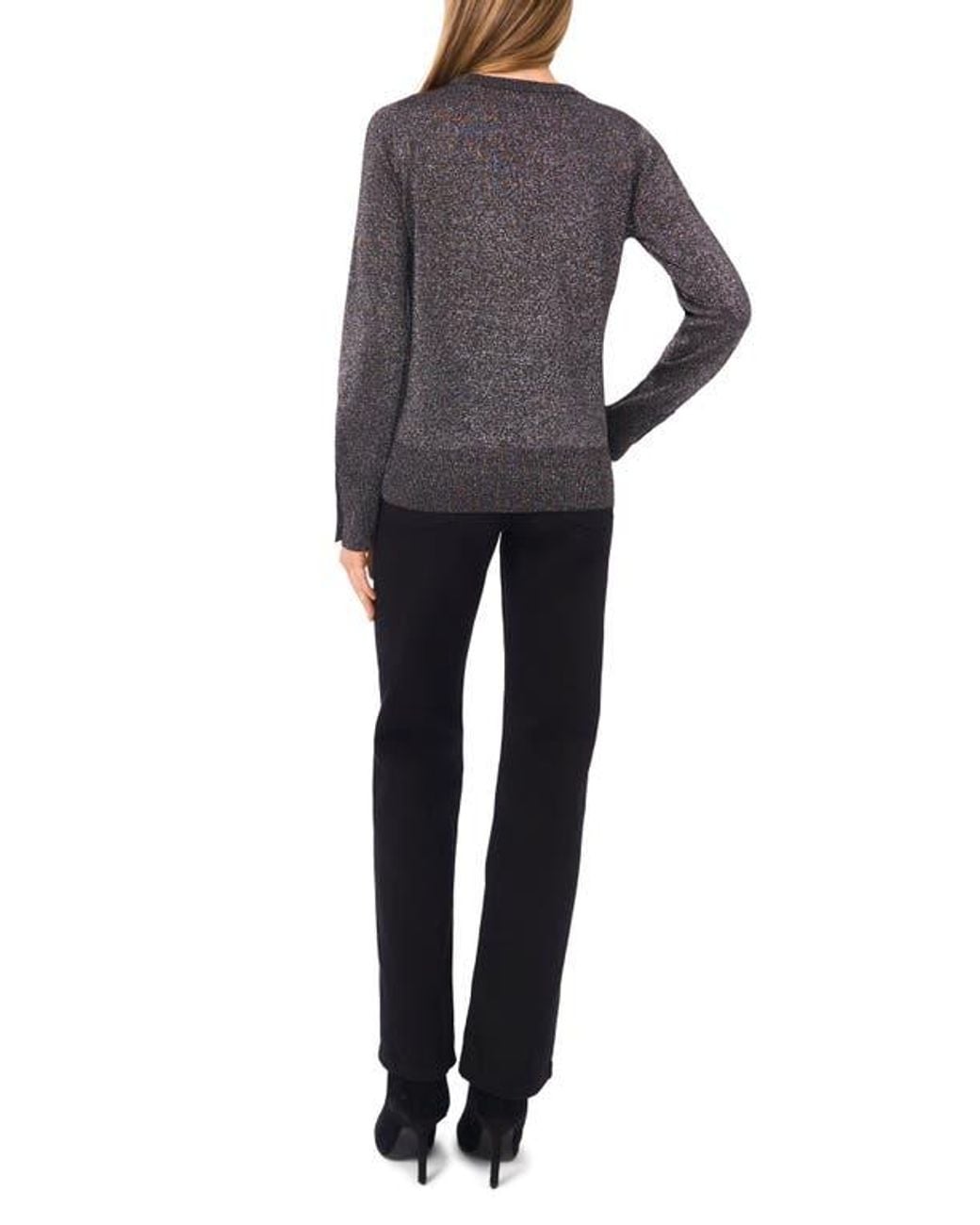 Halogen® Gray Rhinestone Button Sweater