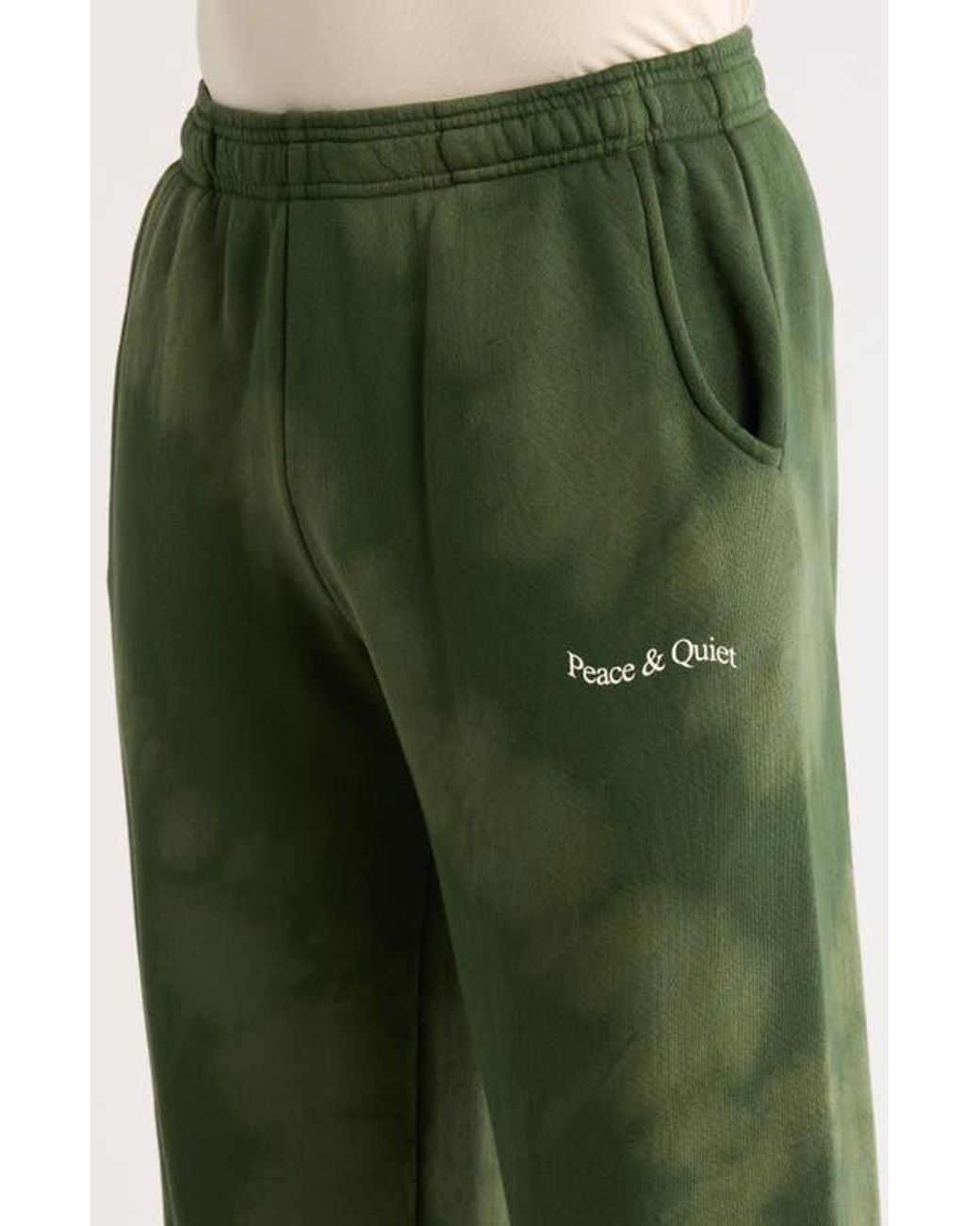 Museum of Peace & Quiet Green Wordmark Tie Dye Sweatpants for men