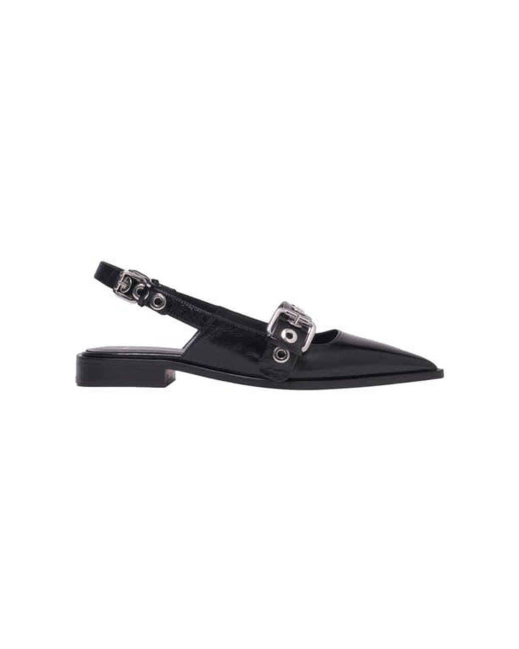 Maje Black Flat Leather Strap Slingbacks