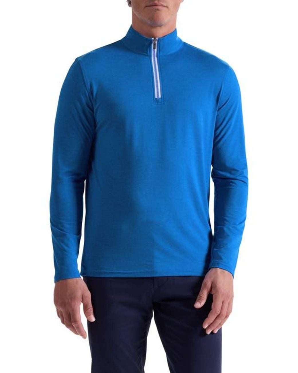 Bugatchi Blue Quarter Zip Pullover for men