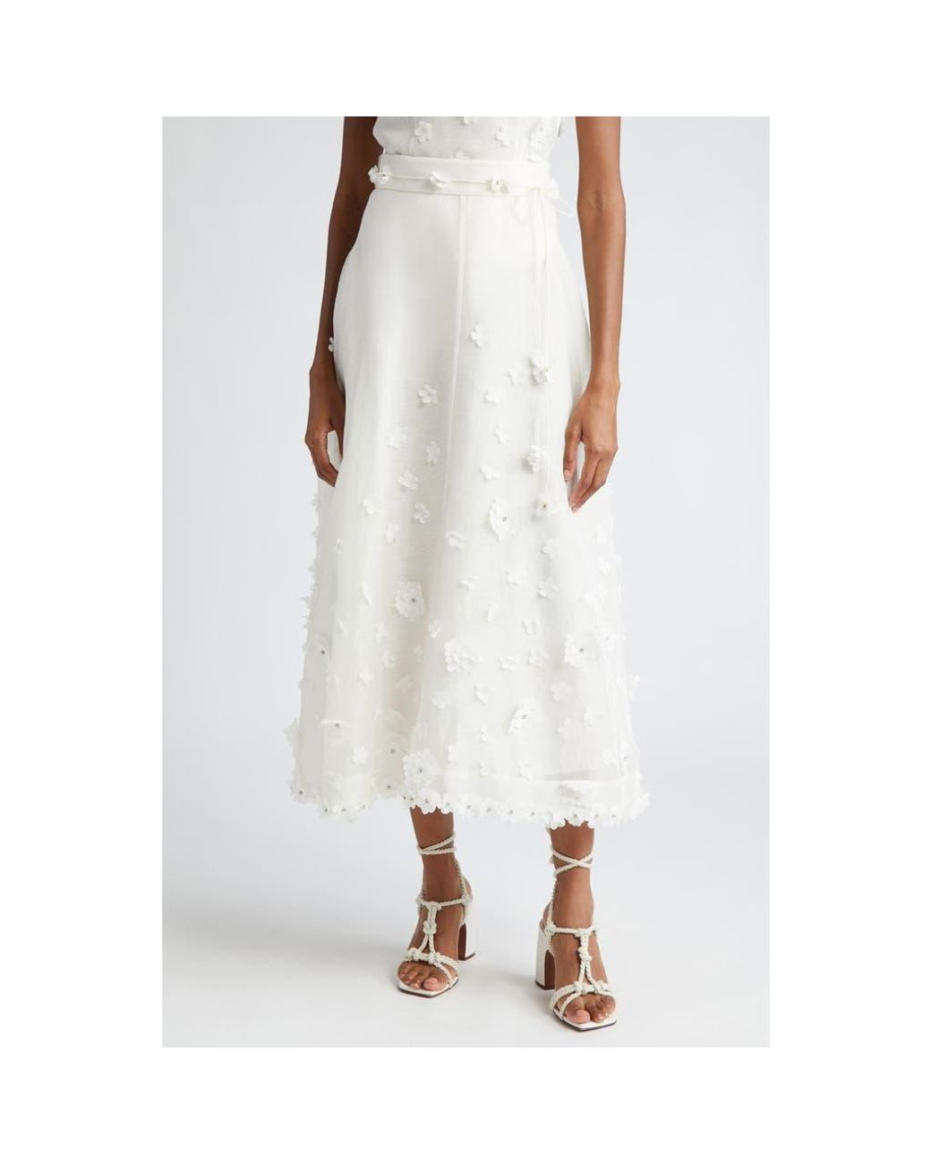 Zimmermann Matchmaker Floral Appliqué Linen & Silk Organza