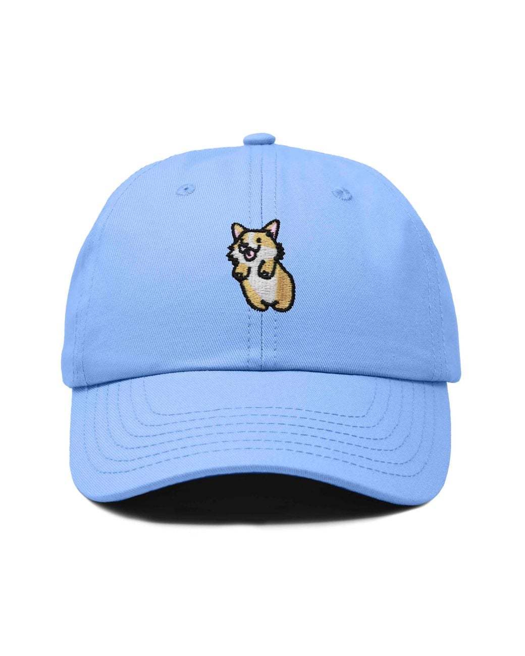 Alix Blue Leaping Corgi Embroidered Cap