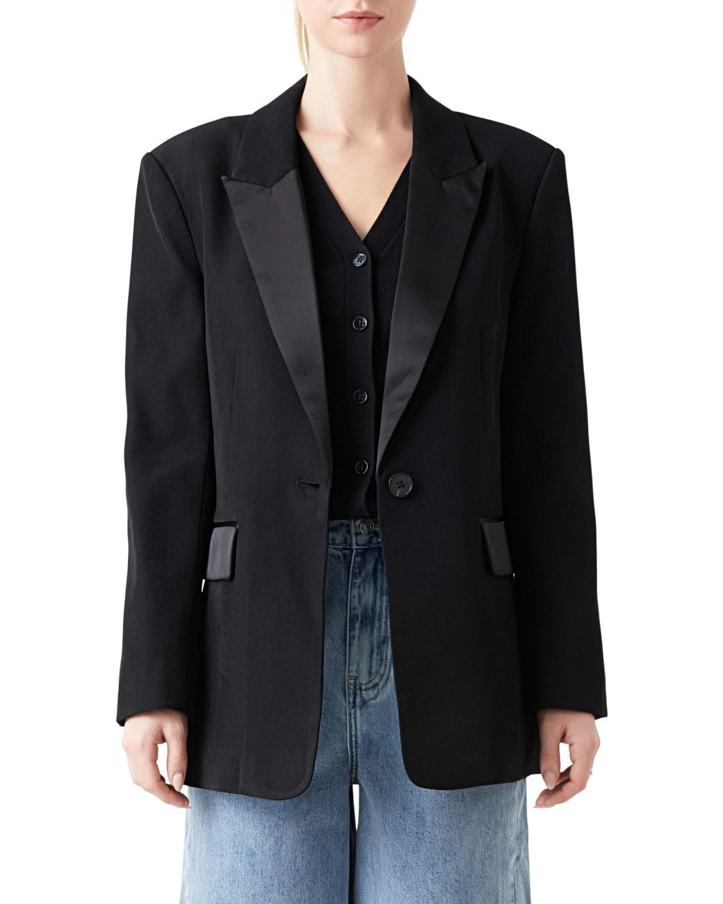 Grey Lab Black Oversize Tuxedo Jacket
