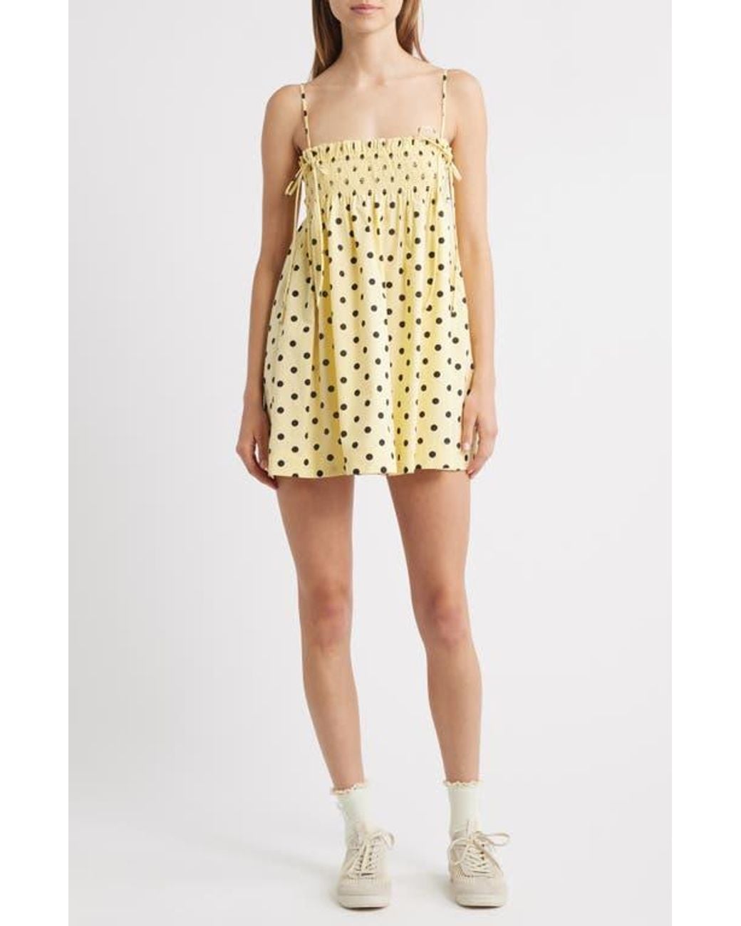 cinderella dress black Nellie Mini Dress Yellow Polka Dot main image 0