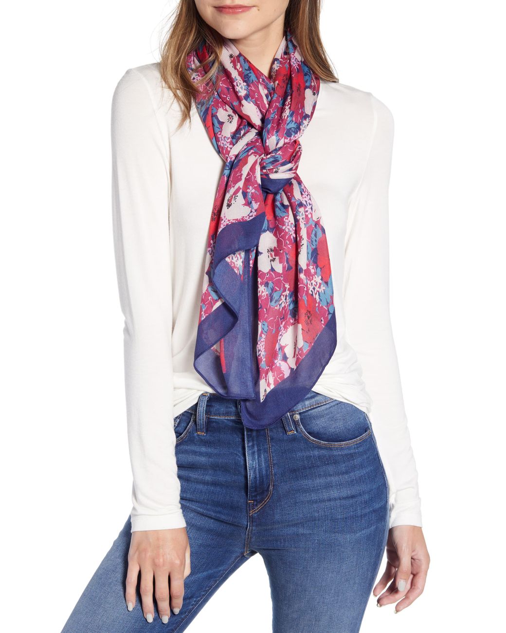 Women/'s Orange//Purple Ikat Plaid Kimono Scarf Lucky Brand NWT $79